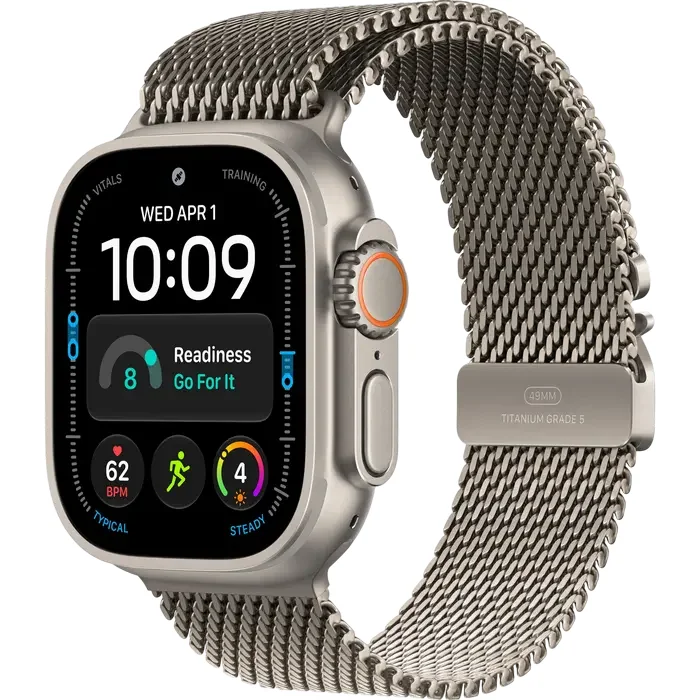 Apple Watch Ultra 4 GPS + Cellular, 49mm Natural Titanium Case with Natural Titanium Milanese Loop -