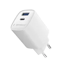 2-port 45 WUSB-C/USB-A fast charger, White, Gembird TA-UC-1A1C-PD45-01-W