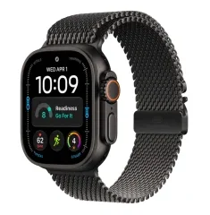 Apple Watch Ultra 4 GPS + Cellular, 49mm Black Titanium Case with Black Titanium Milanese Loop - L M