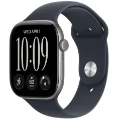 Apple Watch Series 12 GPS, 46mm Space Grey Aluminium Case with Navy Blue Sport Band - M/L MJEJ4