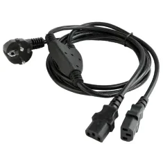Power Cord PC-220V   2m Euro Plug, Y-cord 1.55m+Y neck 0.45m+0.45m, Cablexpert, PC-186-ML6