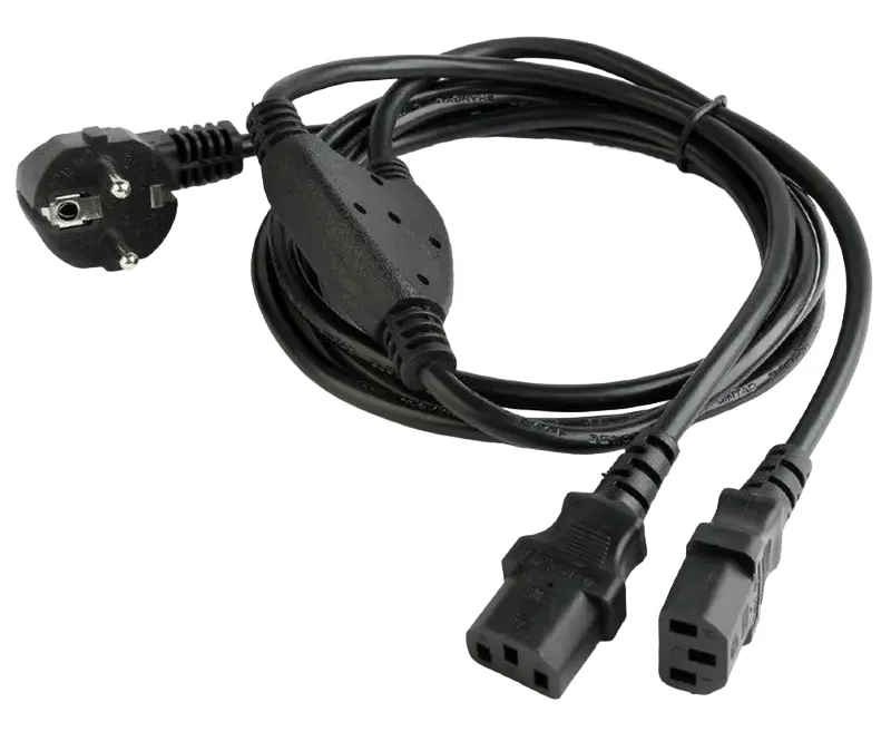 Power Cord PC-220V   2m Euro Plug, Y-cord 1.55m+Y neck 0.45m+0.45m, Cablexpert, PC-186-ML6
