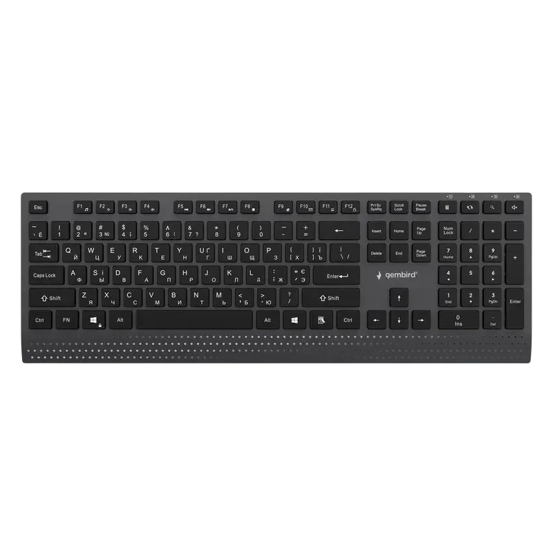 Keyboard Gembird KB-MCH-06-CYRL, Slimline, Chocolate type, 1.8m, USB-A + C, EN/RU, Black